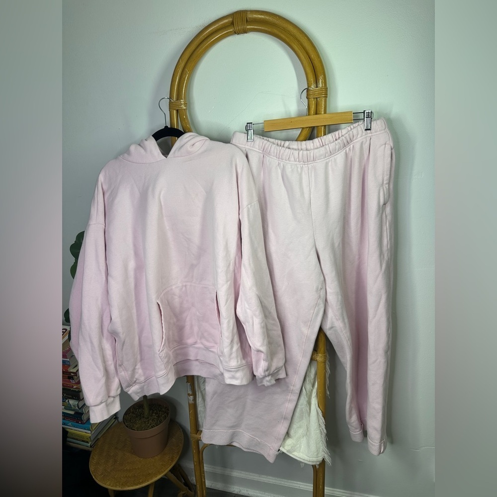 Skims Light Pink Wide Leg Sweat Set Sz XL